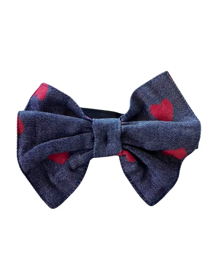 All Hearts Denim Bow